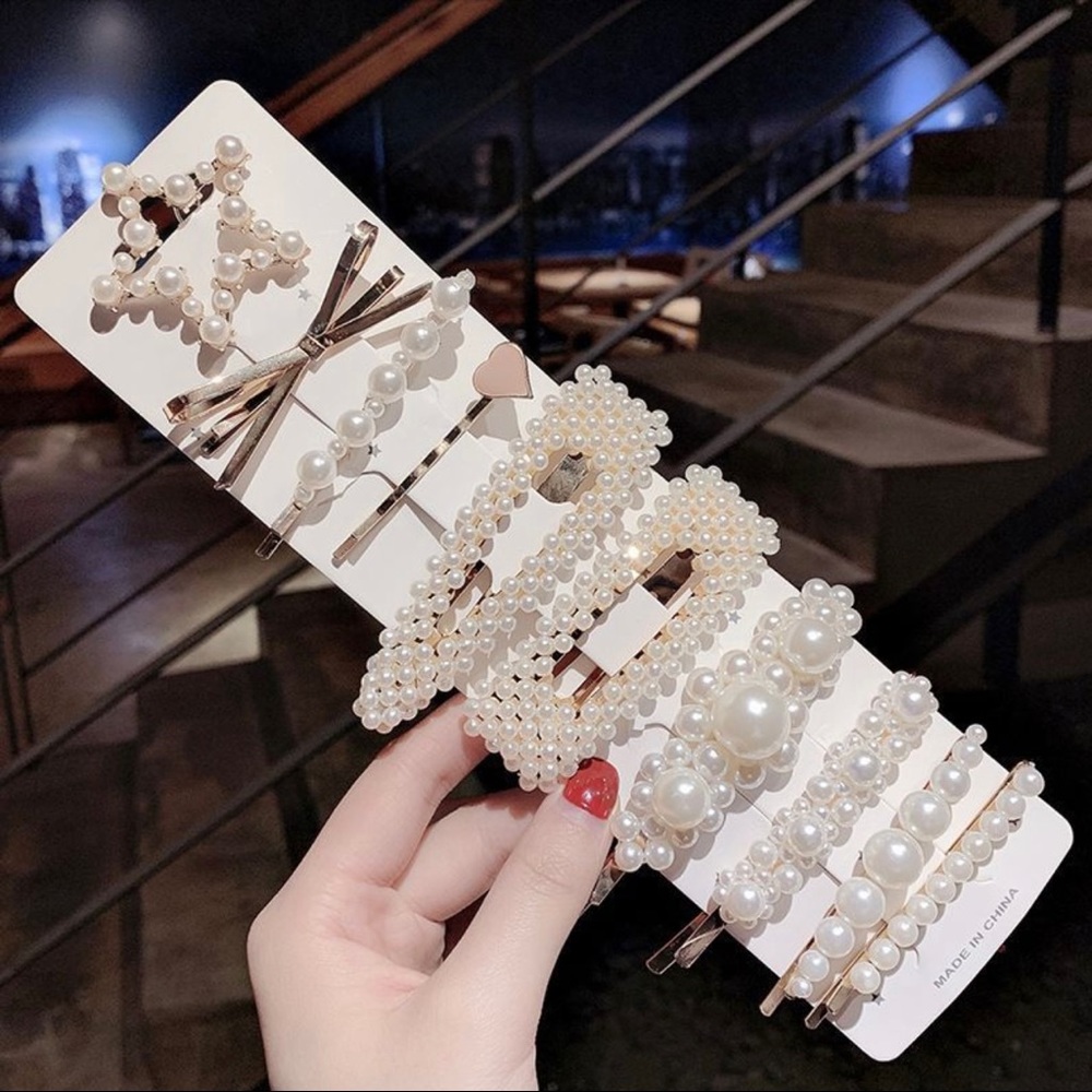 Pearl and Gold Hair Clip Bundle